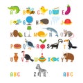 Children alphabet with cute cartoon animals and other funny elem Royalty Free Stock Photo