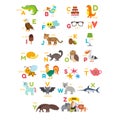 Children alphabet with cute cartoon animals and other funny elem Royalty Free Stock Photo