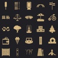 Children amusement icons set, simple style