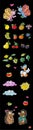 Children animal stickers fruit upward black