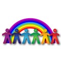 Children around rainbow logo