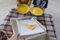 Children are asked to give them the last piece of pizza 4 cheeses remaining in the box after a family dinner