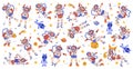 Children Astronaut Characters Floating in Spacesuit Vector Set