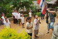 Children attend morning flag ceremony in front of the Kayan Long Neck Kayan Lahwi Padaung school in Mae Hong Son, Thailand.