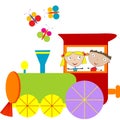 Children background with steam engine