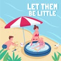 Children beach activities social media post mockup