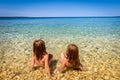 Children on Beach in Croatia island Pag or Hvar.