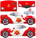 Children bed in the form of a fire service car Royalty Free Stock Photo