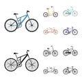Children bicycle, a double tandem and other types.Different bicycles set collection icons in cartoon,black style vector Royalty Free Stock Photo