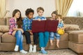 Children with a big book. Royalty Free Stock Photo