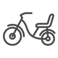 Children bike line icon, childhood concept, Child bike sign on white background, Children bicycle icon in outline style