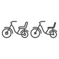 Children bike line and solid icon, childhood concept, Child bike sign on white background, Children bicycle icon in