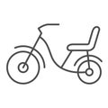 Children bike thin line icon, childhood concept, Child bike sign on white background, Children bicycle icon in outline