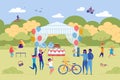 Children Birthday Celebration Outdoor in Park Royalty Free Stock Photo