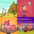 Children Birthday Concept Icons Set