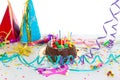 Children birthday party with chocolate cake Royalty Free Stock Photo