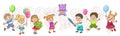 Children birthday party. Kids celebration. Play pinata. Royalty Free Stock Photo