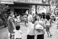 Children black and white with food aid earthquake