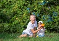 Children blow bubbles Royalty Free Stock Photo