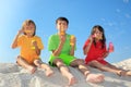 Children blowing bubbles