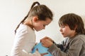 Children with blue balloon