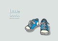 Children blue boots vector in hand drawn graphic for logo, poster, postcard, fashion booklet, flyer. Hand drawn illustration.