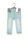 Children blue jeans with blank label.