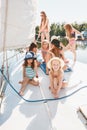 The children on board of sea yacht