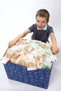 Children and box with money Royalty Free Stock Photo