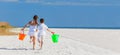 Children, Boy Girl Brother Sister Running Playing on Beach Royalty Free Stock Photo