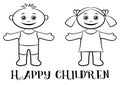 Children, Boy and Girl Contours Royalty Free Stock Photo