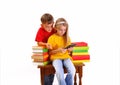 Children - a boy and girl reading e-book Royalty Free Stock Photo