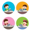 Children Boy and Girl using technology gadget in house lifestyle activity that you can do at home to stay healthy