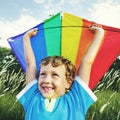 Children Boy Playing Kite Enjoyment Concept Royalty Free Stock Photo