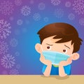 Children boy wearing a surgical mask to prevent virus Royalty Free Stock Photo