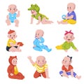 Children boys and girls, sitting and crawling Royalty Free Stock Photo