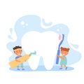 Children brushing their teeth. National ChildrenÃ¢â¬â¢s Dental Health Month