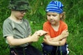 Children with bug Royalty Free Stock Photo