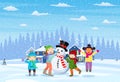 Children building snowman Royalty Free Stock Photo