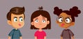 Children Bullying a Crying Little Girl Vector Illustration