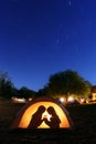 Children Camping at Night in a Tent Royalty Free Stock Photo