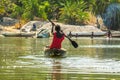 Children canoe in the river Gambia Royalty Free Stock Photo