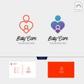 children care, baby care logo template with business card