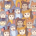 Children carnival costume animals seamless pattern color.