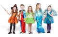 Children in carnival costumes stand Royalty Free Stock Photo