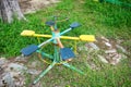 Children carousel in playground. Old carousel at playground