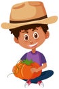 Children cartoon character holding fruit or vegetable isolated on white background Royalty Free Stock Photo