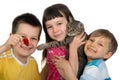 Children with Cat Royalty Free Stock Photo