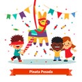 Children celebrating Posada by breaking Pinata