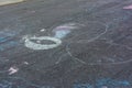 Children Chalk Drawings Asphalt Concrete Outdoors Public Urban P